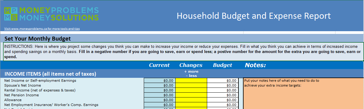 Balancing your budget worksheet