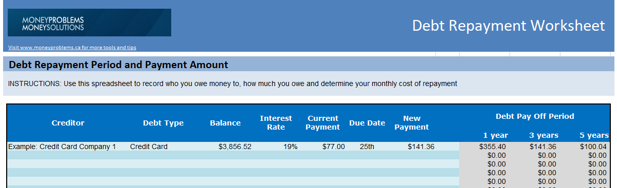 Debt Repayment Worksheet